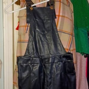 New  Faux Leather Overalls